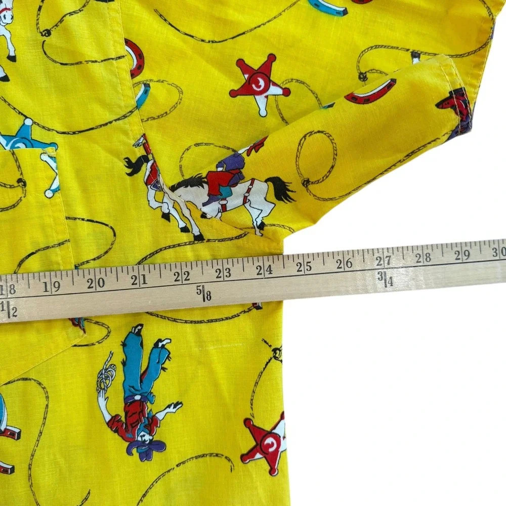 Vintage Michael Sharp Shirt Mens‎ Yellow Cowboy Rodeo Western Button Up XL